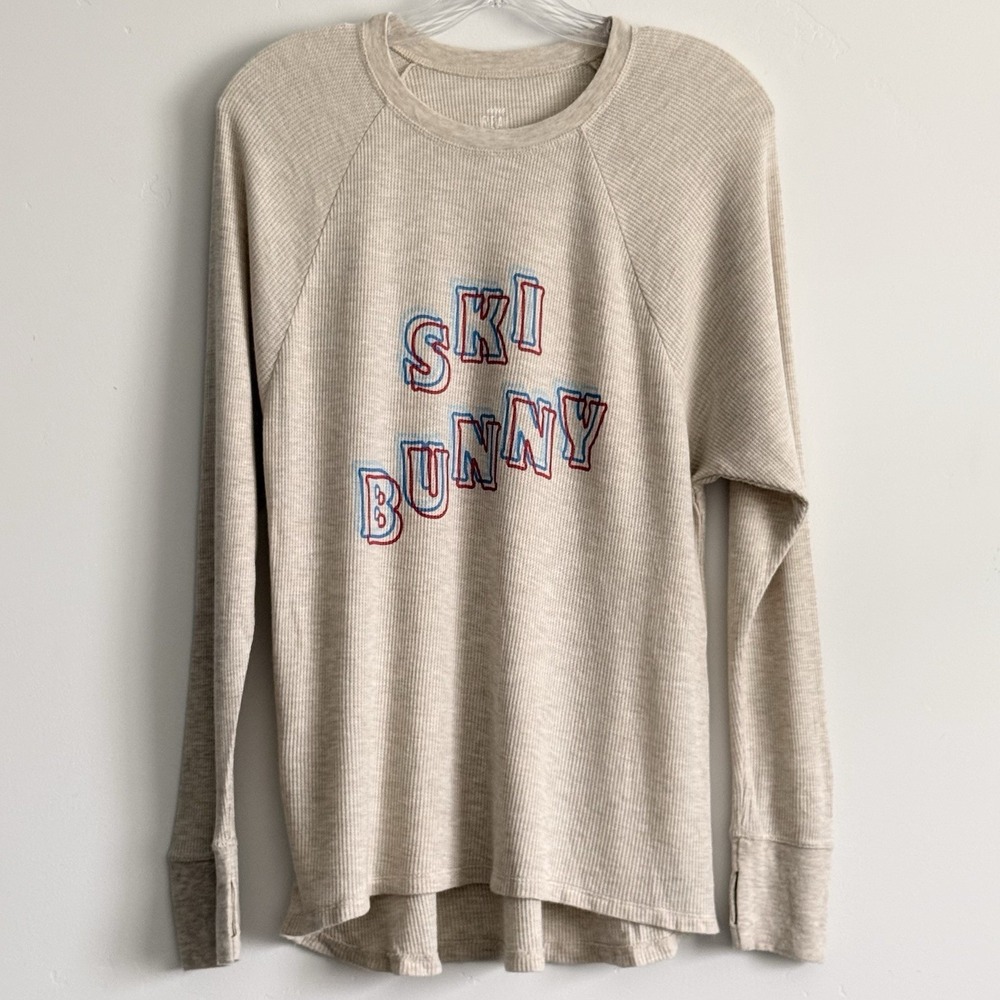Aerie Ski Bunny Waffle Knit Top S Long Sleeve Outdoors Active Snow Lounge Resort